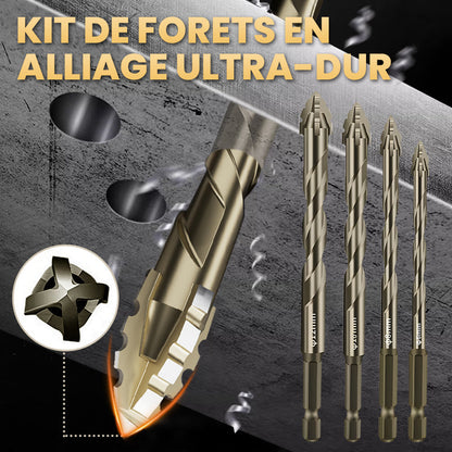 Kit de Forets Excentriques Dentelés à 4 Cannelures Haute Résistance