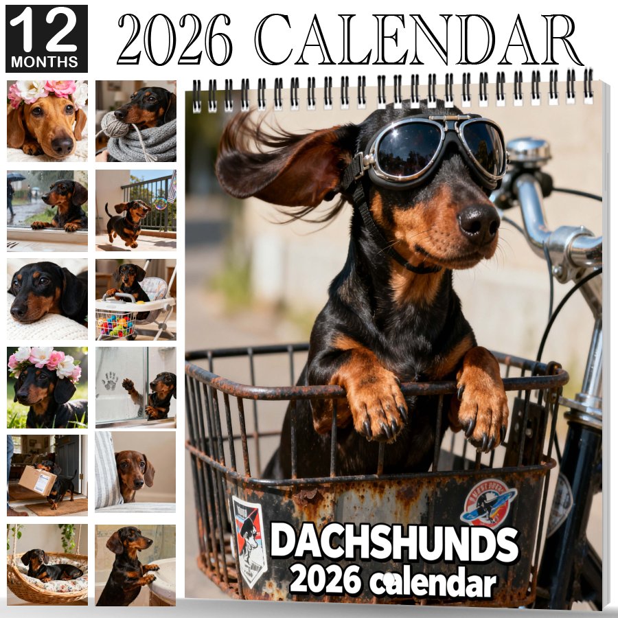 Calendrier mural 2026 – Adorables teckels