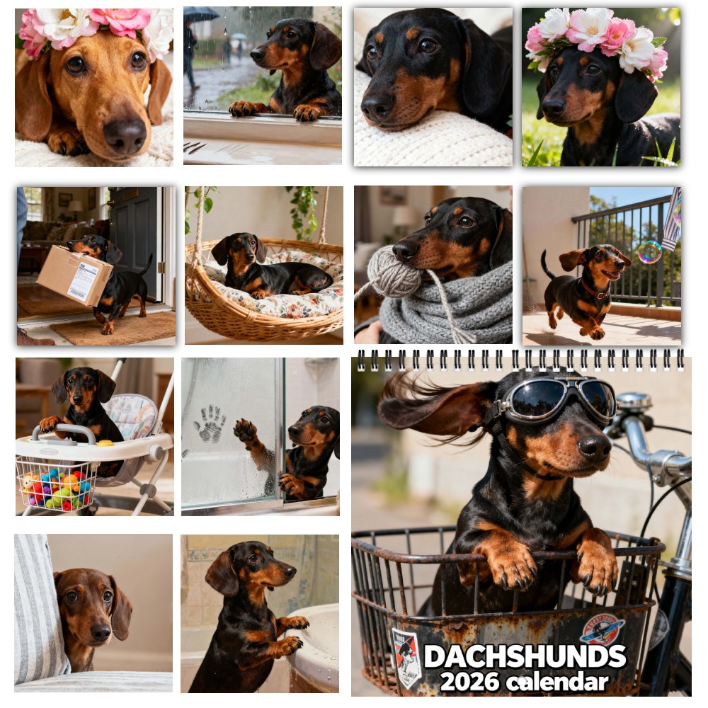 Calendrier mural 2026 – Adorables teckels