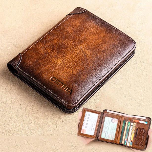 👛 50% DE RÉDUCTION! 🔥 Portefeuille Homme en Cuir Véritable avec RFID – Ultra-Fin, Grande Capacité & Protection (Marron/Café/Bleu) Pour Un Usage Quotidien Sécurisé 💳