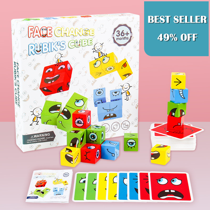 🎭Puzzle 5D Changement de Visages👨‍👩‍👧‍👦Jeu Familial Interactif, Stimule la Créativité et la Logique des Enfants✨
