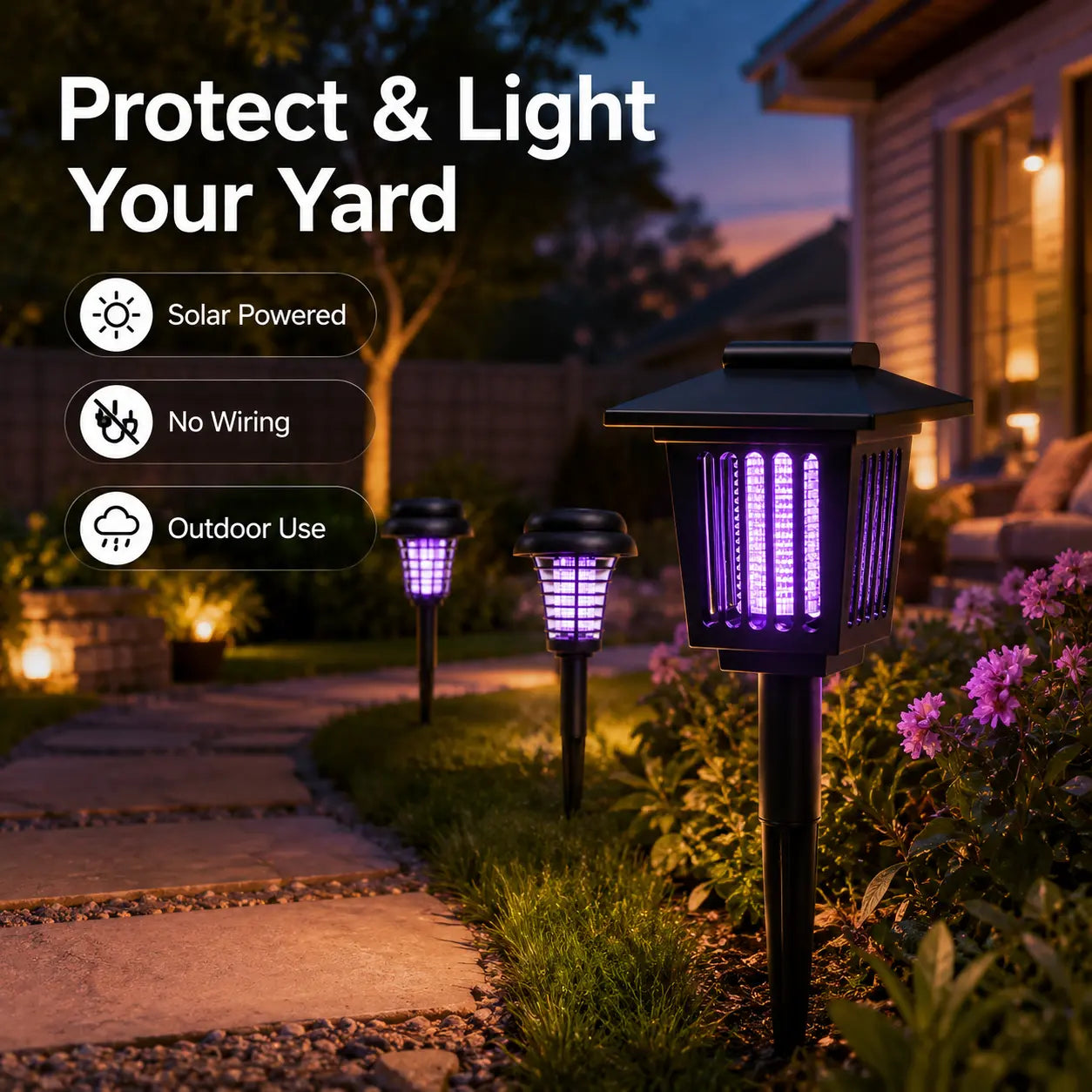 ✨Retour limité en été&Durée limitée 50% de réduction✨🚫🦟Solar Mosquito Zapper Lamp Stake