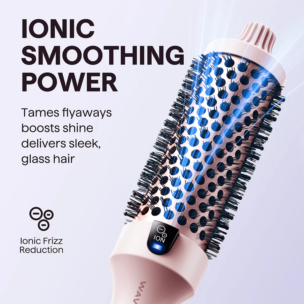 🌟Brosse à Coiffer 2 en 1 pour Volume💖Température Réglable, Céramique Tourmaline - Noir/Rose