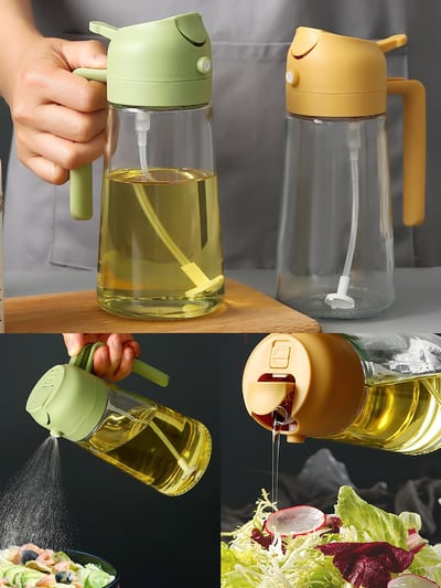 Pulvérisateur et Distributeur d'Huile en Verre 2 en 1 - 600ml