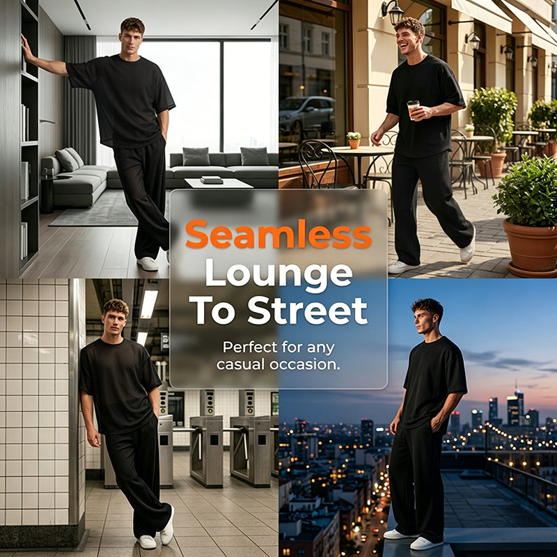 👔PROMO LIMITÉE 50% DE RÉDUCTION✨Ensemble Homme 2 Pièces – T-shirt Ample & Pantalon Large, Coupe Confortable, Décontracté⭐