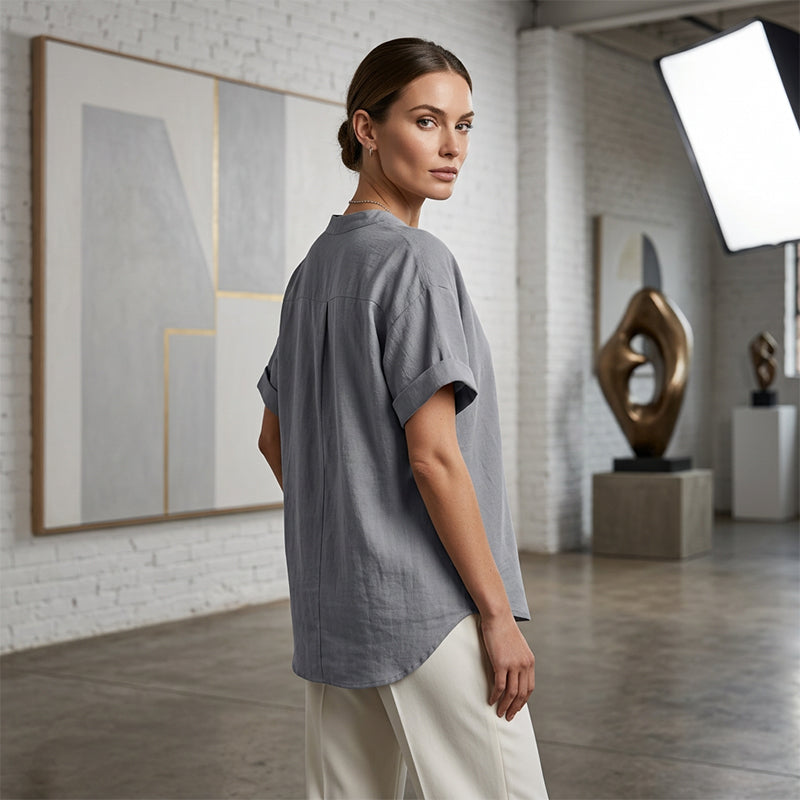 👕 50% DE RÉDUCTION! 🌸 Top Ample Uni à Manches Courtes – Tissu Léger, Coupe Décontractée & Polyvalent ✨