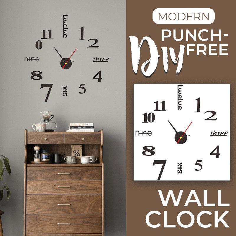 Horloge Murale 3D DIY Sans Perçage - Design Moderne Silencieux
