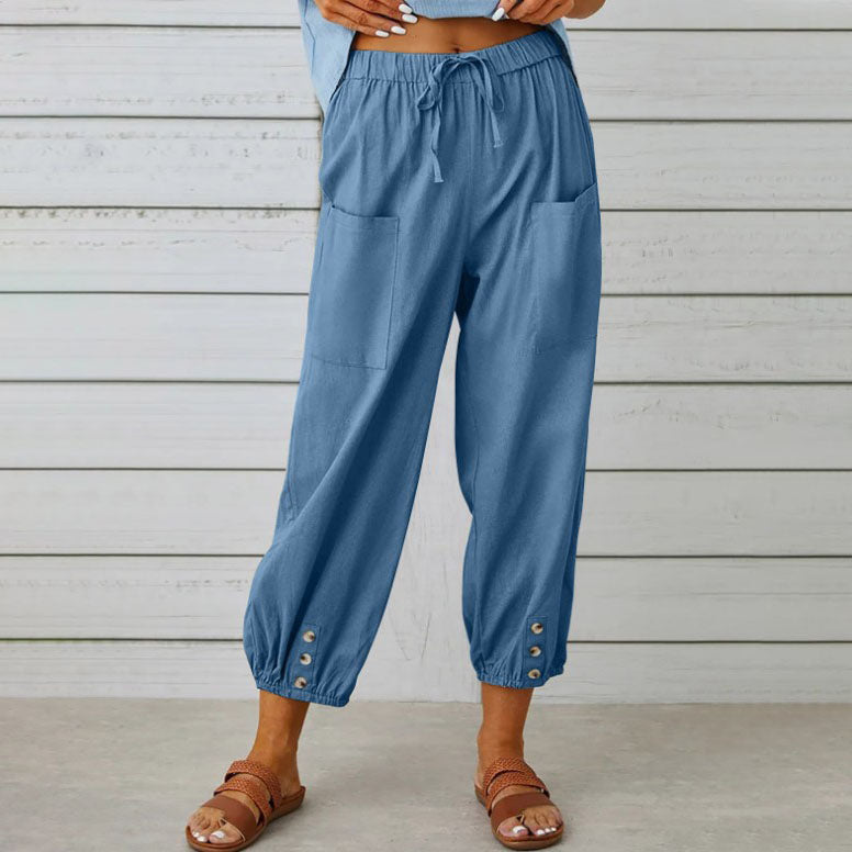 💞Pantalon large à jambes droites pour femme – Coton et lin respirants, coupe flatteuse et poches pratiques 👖