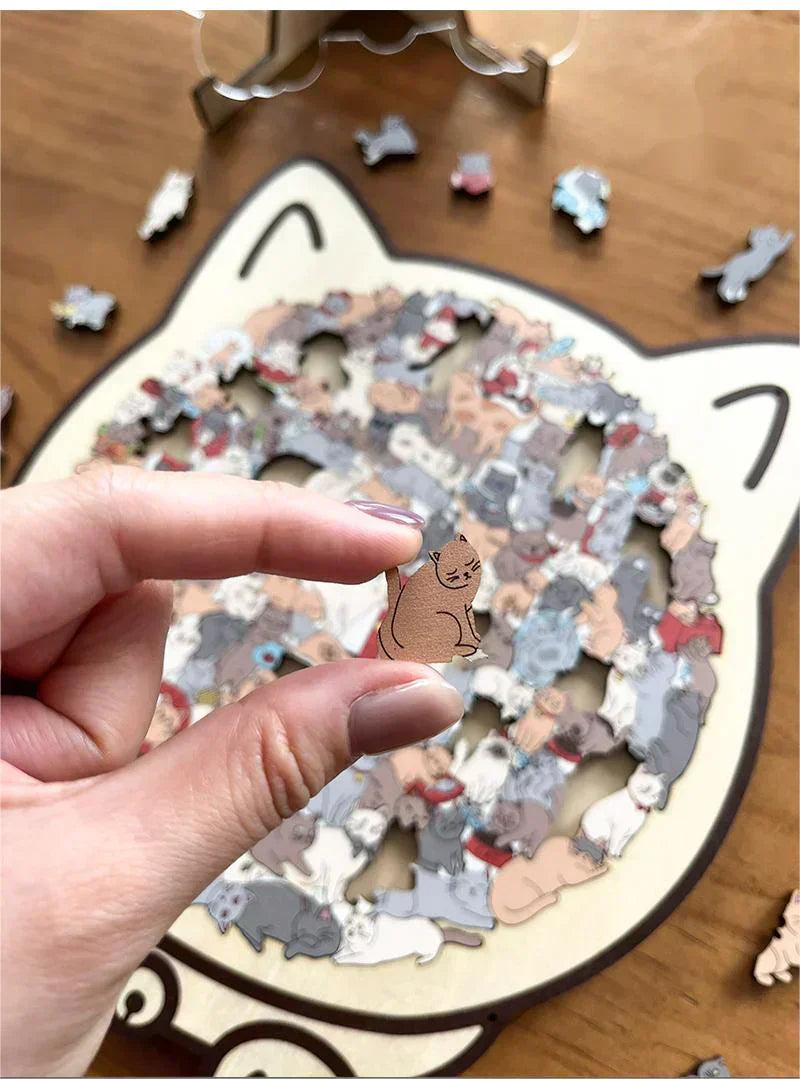 🎅Soldes de Noël 50% de réduction🐱Puzzle en bois représentant un chat aux couleurs Morandi, 135 pièces🎁