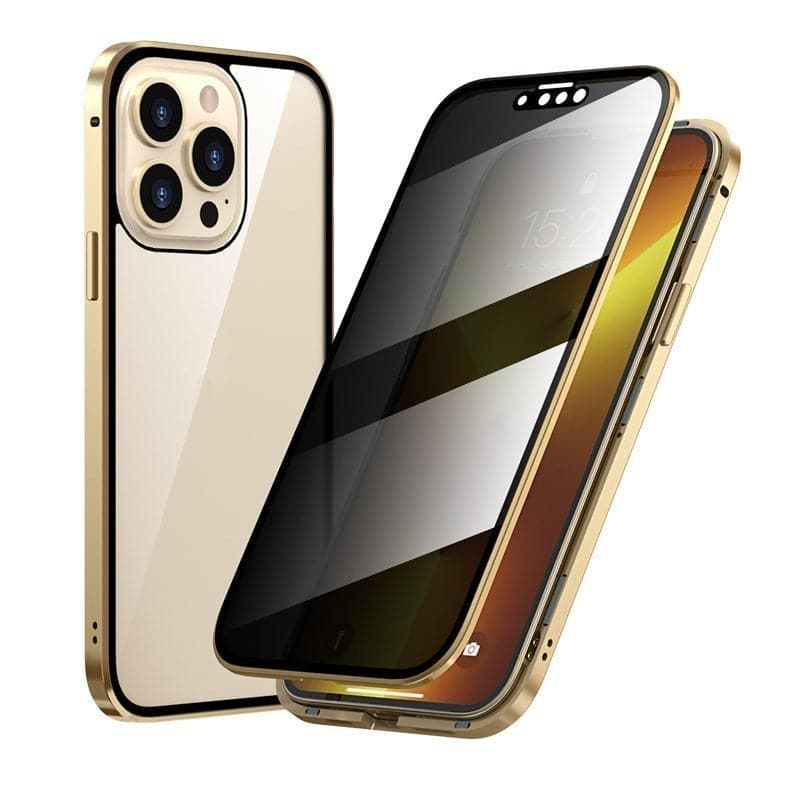 Coque Magnétique iPhone avec Protection Confidentialité – Verre Trempé Anti-Espion & Cadre Métal 360°