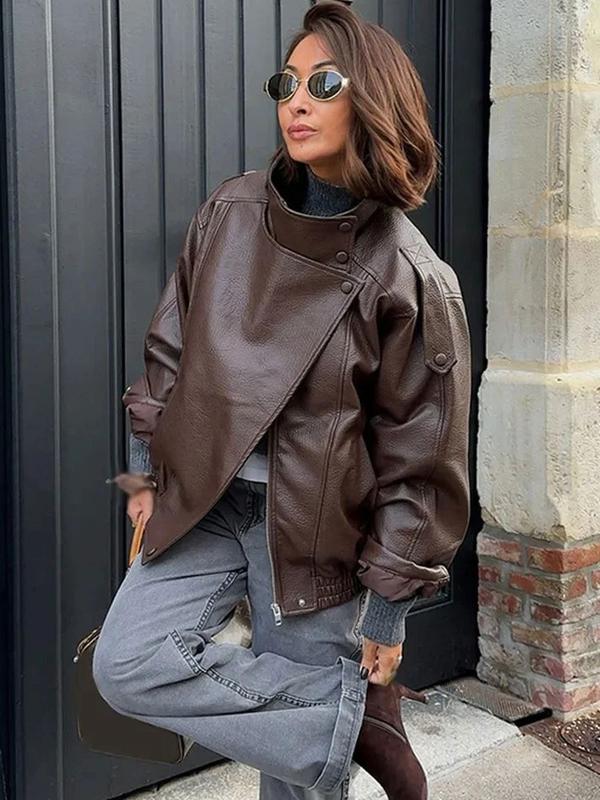 🔥Style Audacieux & Surdimensionné | Veste Moto en Similicuir Noir🖤