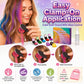 🌈 Kit de Craie Temporaire pour Cheveux — 12 Couleurs Vibrantes, Applicateur à Pince, Lavable, Sans Teinture Permanente ✨
