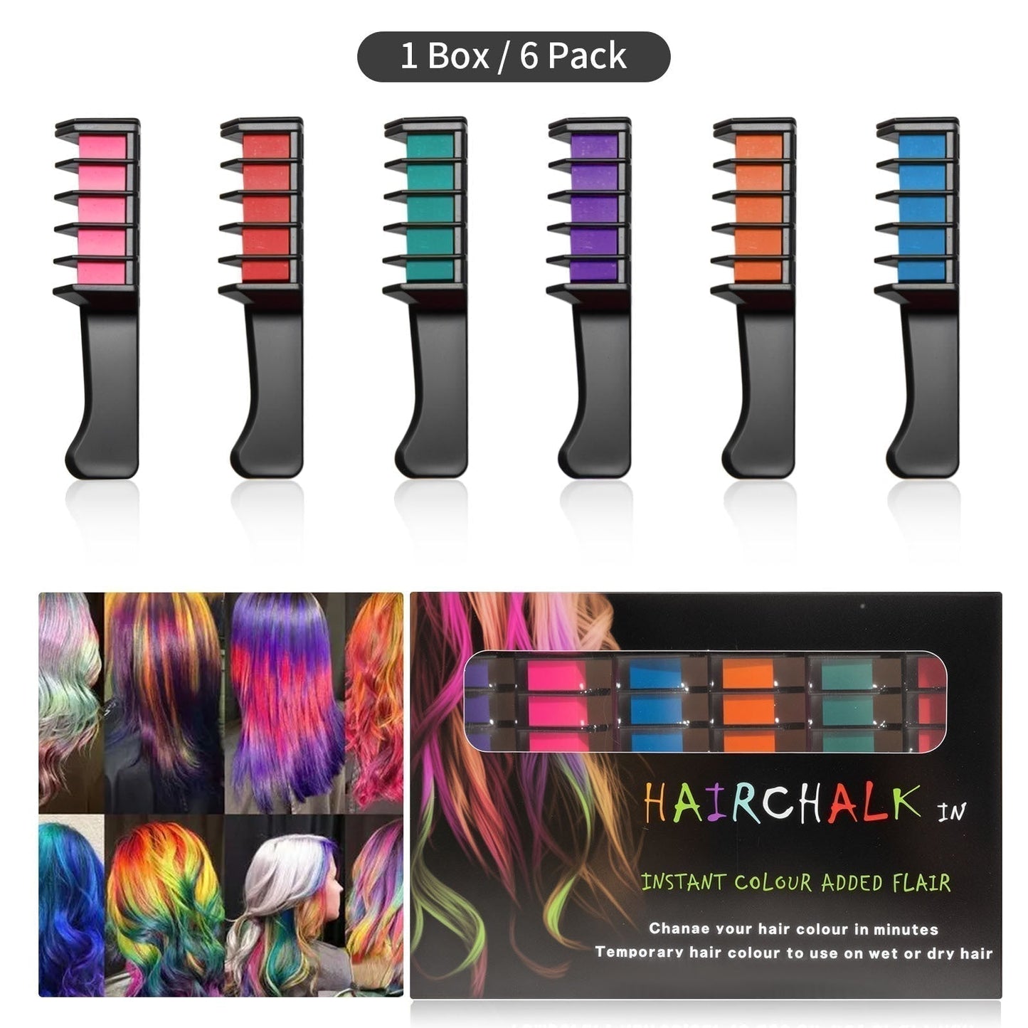 🎄PRÉVENTE DE NOËL 50% DE RÉDUCTION!✨Craie Colorante Temporaire pour Cheveux🌈Formule Sans Cruauté et Lavable en 1 Shampoing pour des Mèches Éclatantes💇‍♀️