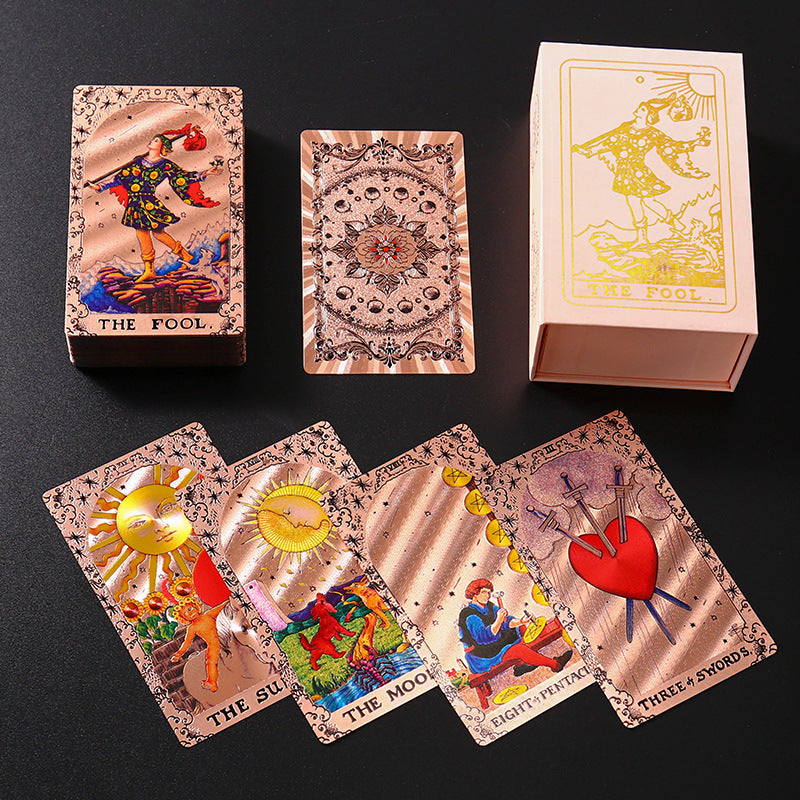 📢50% DE RÉDUCTION✨Jeu de Tarot « Witchy Cauldron » Rose Gold – 80 Cartes Feuille d’Aluminium + Livre Guide Inclus⚡