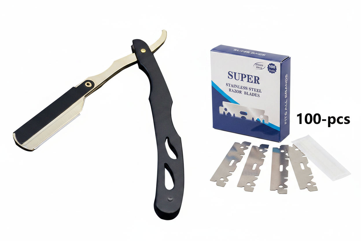 📢📢50 % DE RÉDUCTION !! ⏰Support de Rasoir Droit Pliable – Pivot 270° & Chargement Rapide de Lame for Un Rasage de Précision à Domicile ✨