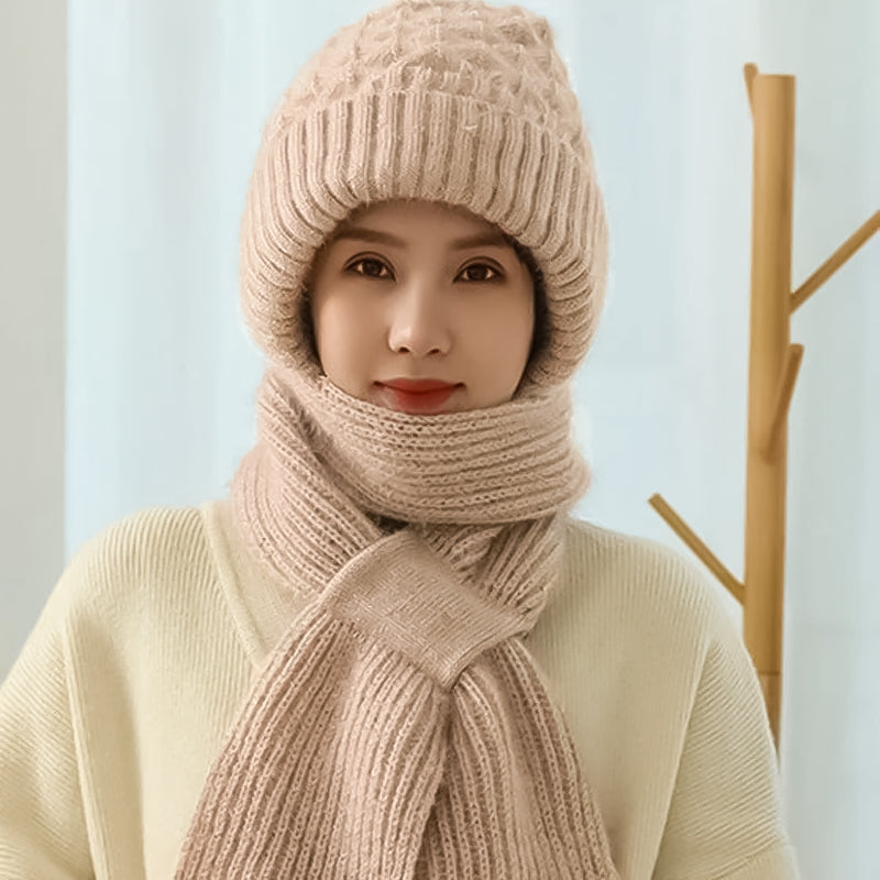 Bonnet et Écharpe Coupe-Vent 2-en-1 avec Protection Auditive Intégrée