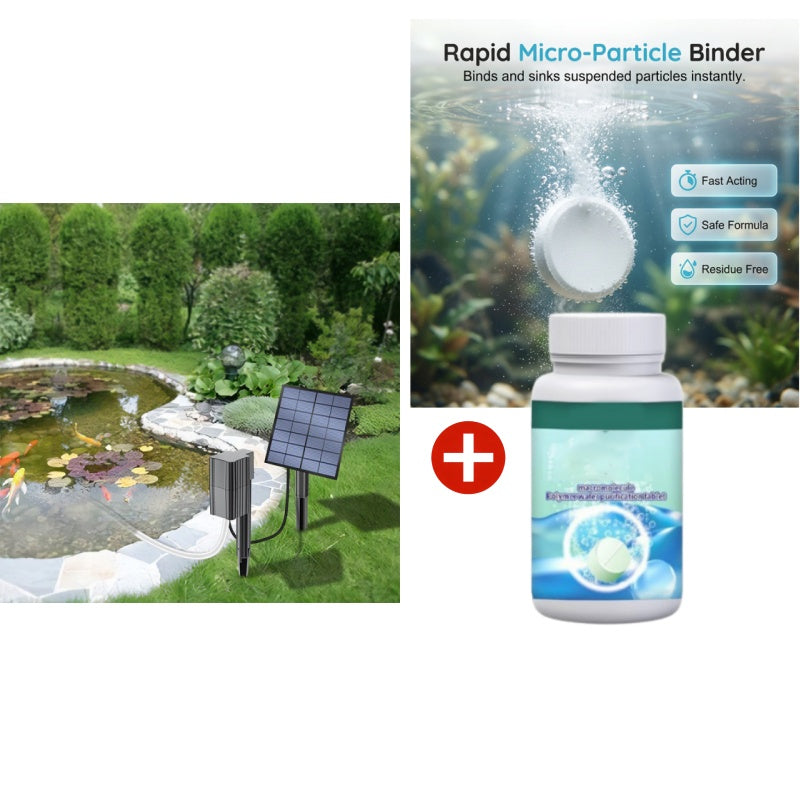 ☀️🐟 Aérateur Solaire pour Bassin avec Pompe à Air – 7V/2.5W, Kit Complet, Installation Facile, Santé Aquatique 24/7 ✨