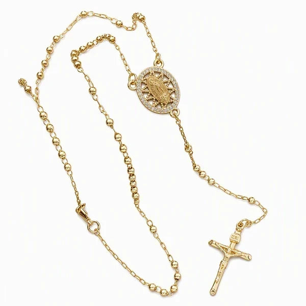 ✝️ PROMO FLASH : 50% DE RÉDUCTION ! Collier Chapelet avec Croix et Perles – Motif Vierge Marie & Finition Dorée for Un Élégant Accessoire Intemporel ✨📿