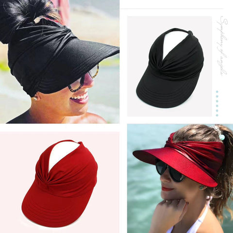 Visière Solaire UPF 50+ avec Trou pour Queue de Cheval | Casquette Pliable Plage & Golf Femme