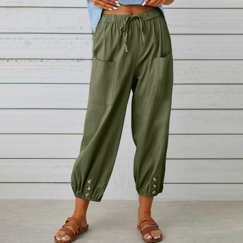 💞Pantalon large à jambes droites pour femme – Coton et lin respirants, coupe flatteuse et poches pratiques 👖