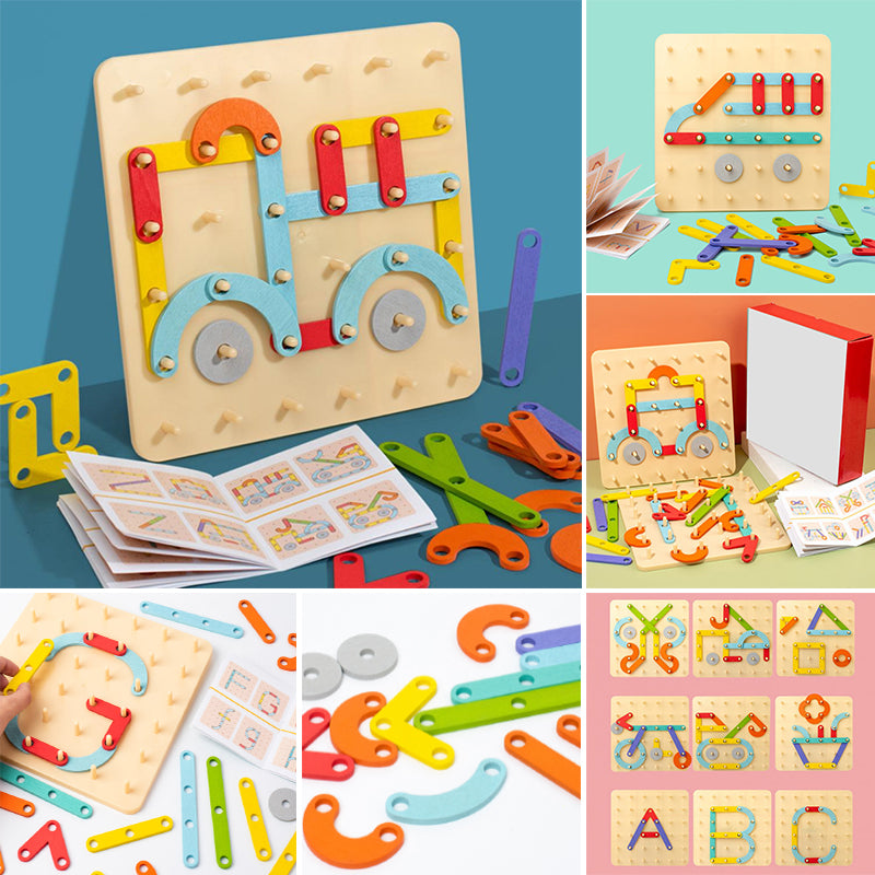 ✨Puzzle à Encastrement Montessori🎁Formes Géométriques en Bois avec Cartes Modèles pour l'Apprentissage Précoce🎄