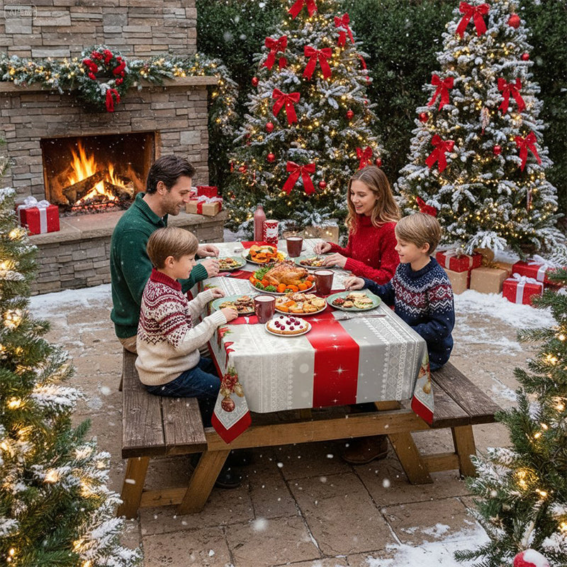 🔥Tant que le stock dure : 50 % de réduction !🎉Nappe élégante à motif de Noël