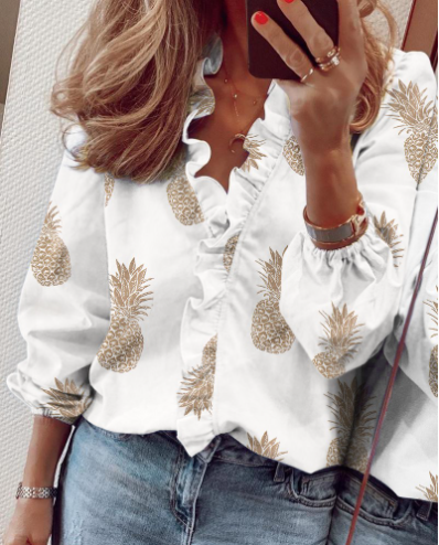 👚 50% DE RÉDUCTION! ✨ Chemisier à Volants 2026 – Manches Longues Lanterne, Coupe Ample & Style Doux pour Printemps-Automne 🌸