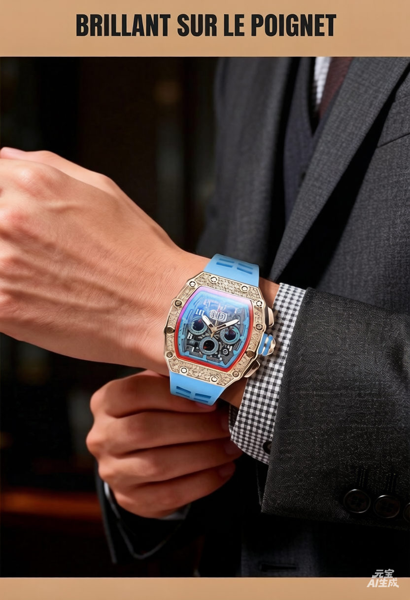 ⌚💎 PROMO FLASH 50% ! Montre Homme de Luxe Forme Tonneau avec Strass – Édition Limitée, Cadran Cristal, Design Unique & Élégant ✨