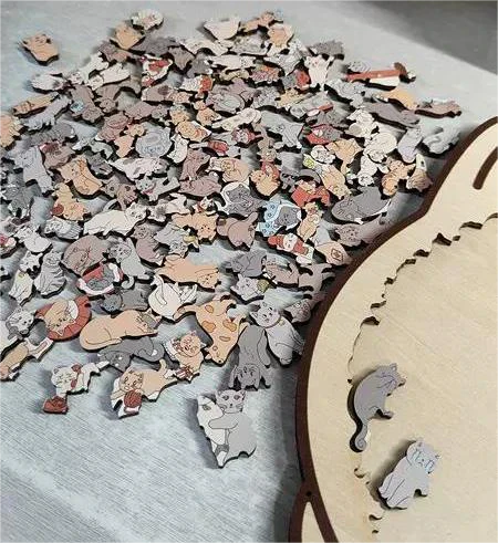 🎅Soldes de Noël 50% de réduction🐱Puzzle en bois représentant un chat aux couleurs Morandi, 135 pièces🎁