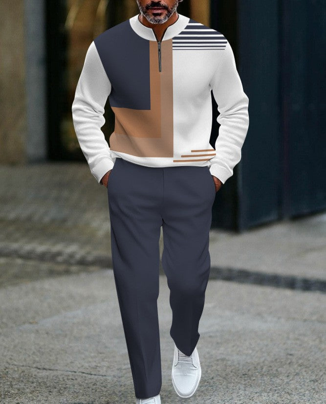 💎 50% DE RÉDUCTION ! 💎 Ensemble Tracksuit Homme à Fermeture 1/4 – Tissu Respirant, Design Bicolore & Coupe Détendue 🔥👕