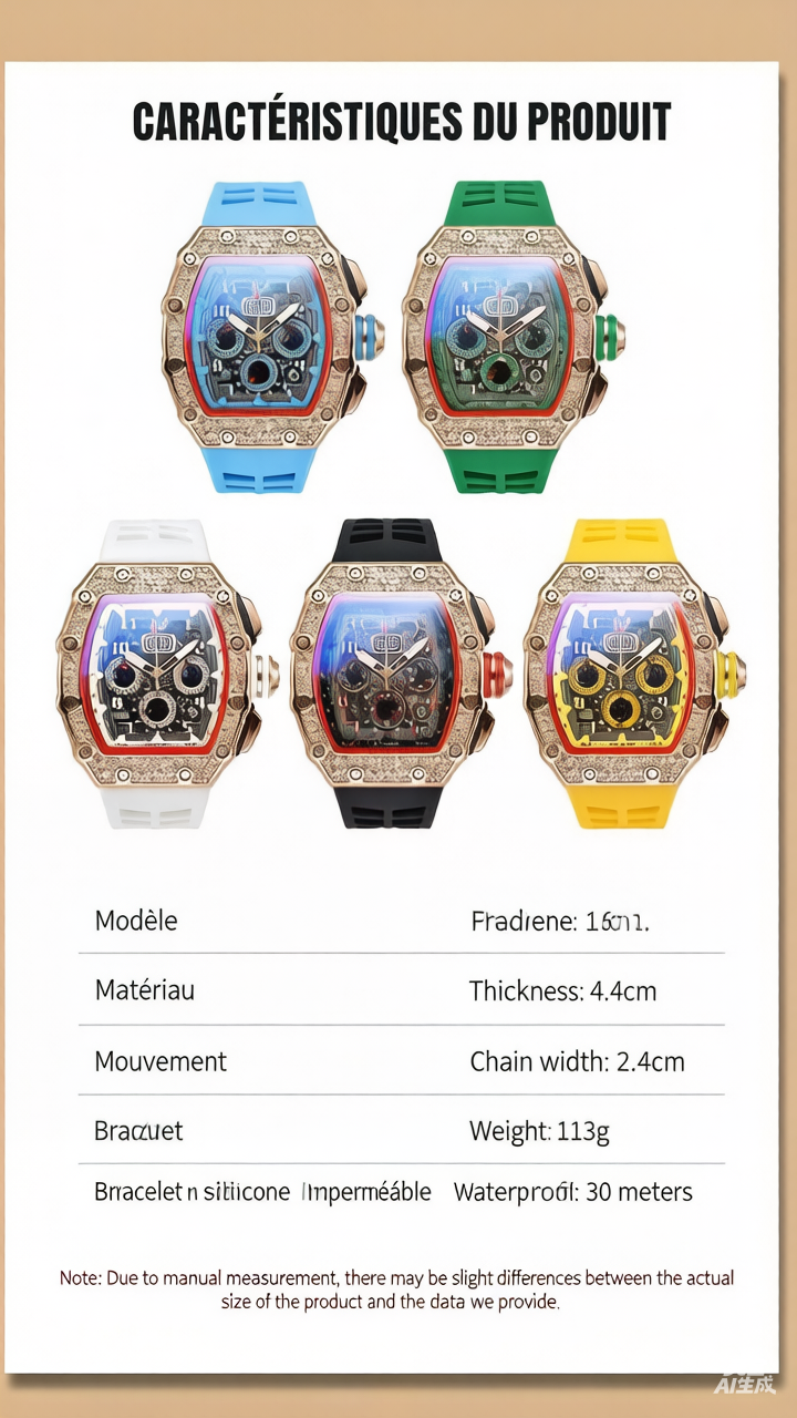 ⌚💎 PROMO FLASH 50% ! Montre Homme de Luxe Forme Tonneau avec Strass – Édition Limitée, Cadran Cristal, Design Unique & Élégant ✨