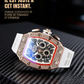 ⌚💎 PROMO FLASH 50% ! Montre Homme de Luxe Forme Tonneau avec Strass – Édition Limitée, Cadran Cristal, Design Unique & Élégant ✨