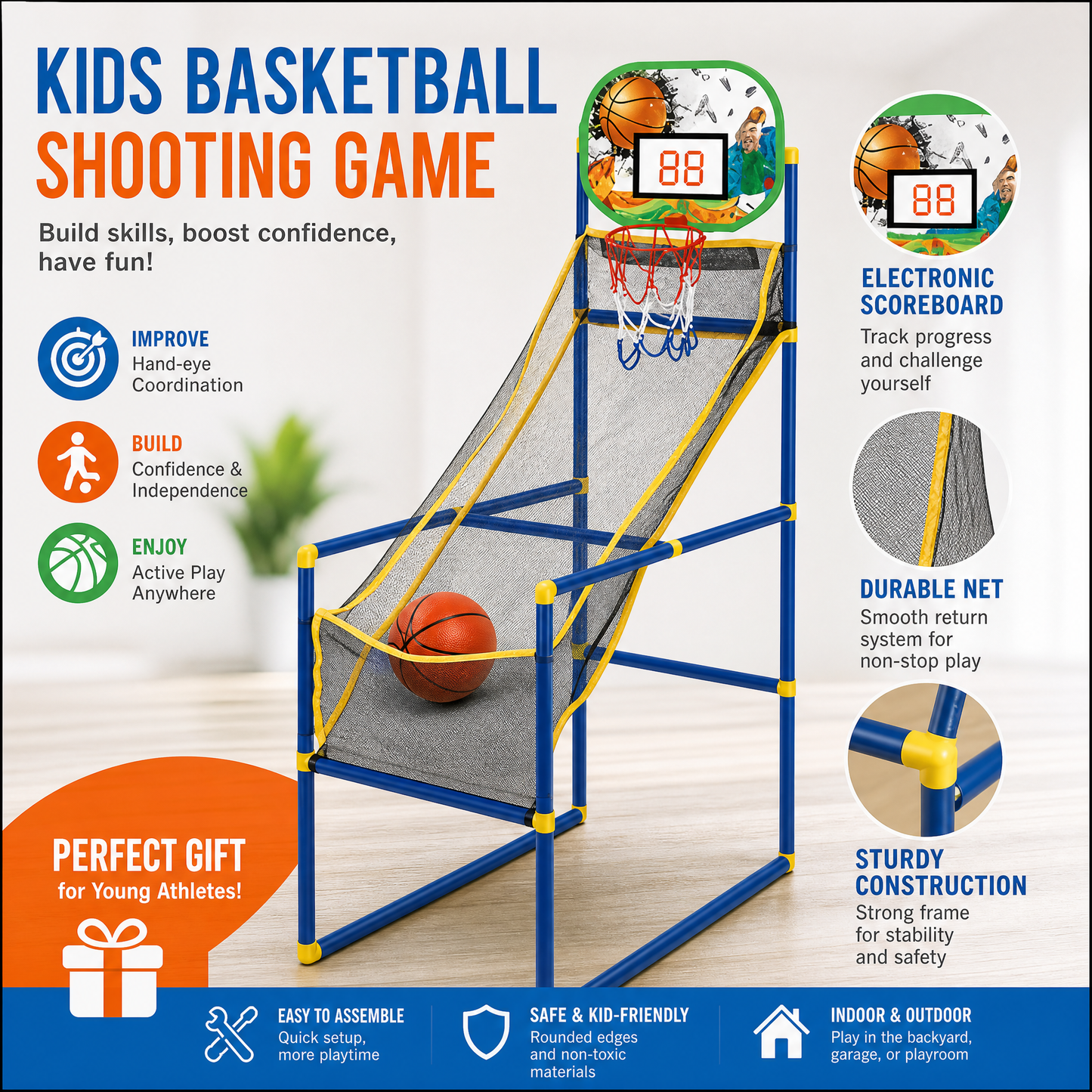 ⚡🏀 Panier arcade enfant – Défoule-toi à la maison, améliore la coordination, plaisir garanti en famille ou en solo 🌟👦👧