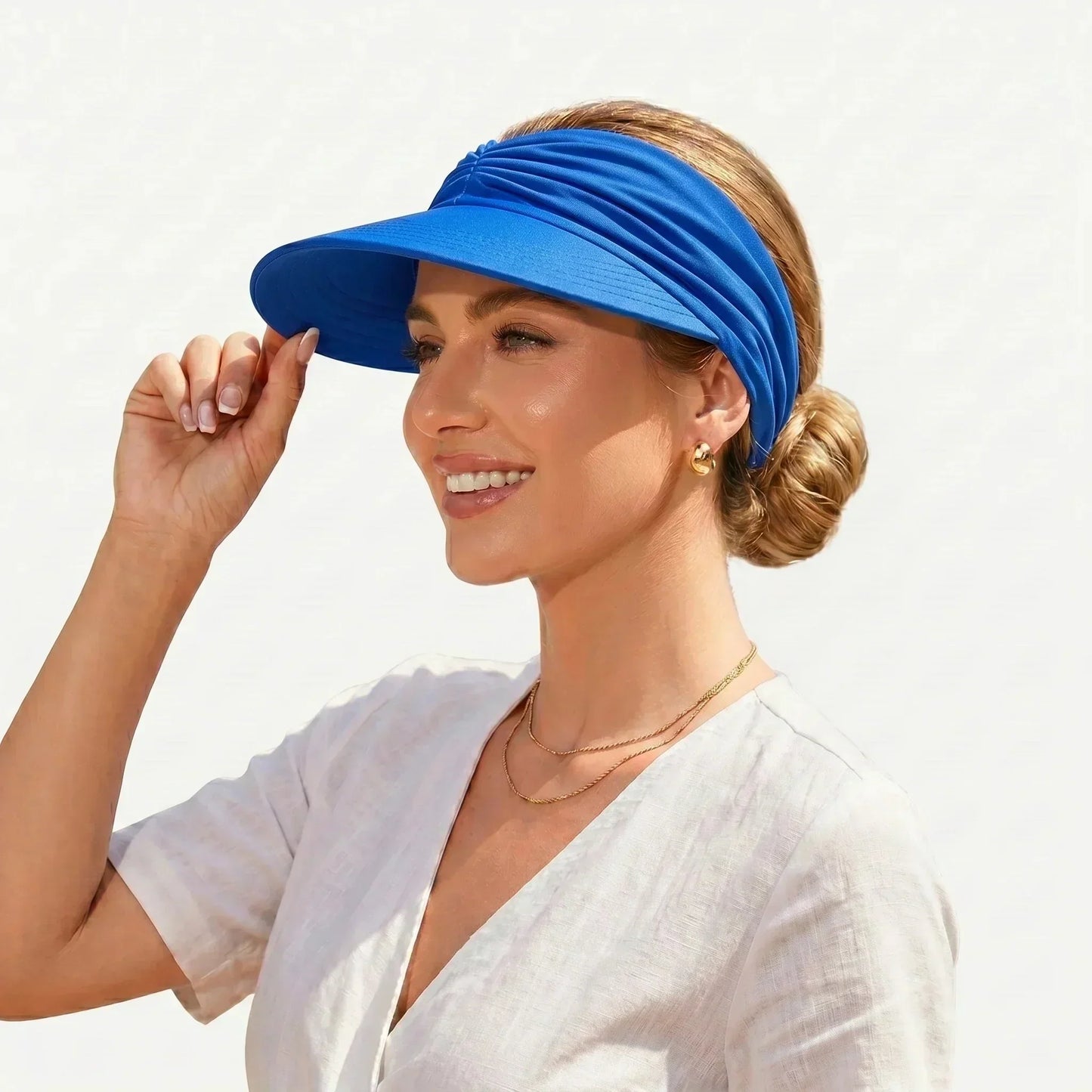 Visière Solaire UPF 50+ avec Trou pour Queue de Cheval | Casquette Pliable Plage & Golf Femme