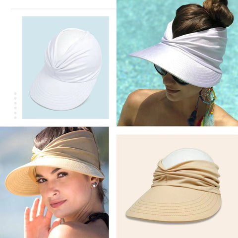 Visière Solaire UPF 50+ avec Trou pour Queue de Cheval | Casquette Pliable Plage & Golf Femme