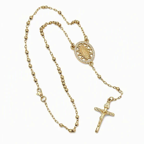 ✝️ PROMO FLASH : 50% DE RÉDUCTION ! Collier Chapelet avec Croix et Perles – Motif Vierge Marie & Finition Dorée for Un Élégant Accessoire Intemporel ✨📿