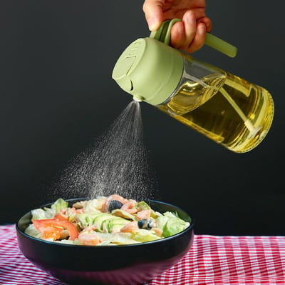 Pulvérisateur et Distributeur d'Huile en Verre 2 en 1 - 600ml