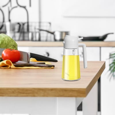Pulvérisateur et Distributeur d'Huile en Verre 2 en 1 - 600ml