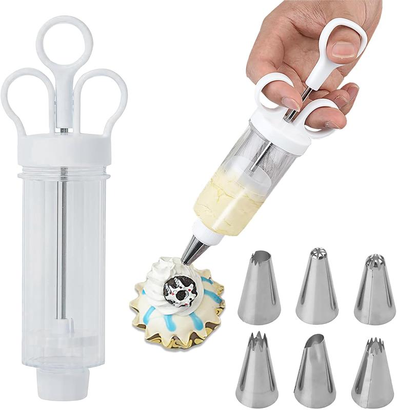 📢📢50% DE RÉDUCTION !! ⏰ Kit Pistolet à Décorer les Gâteaux en Inox – Set Complet avec 18 Embouts & Douilles – Décorez l’Intérieur & l’Extérieur.