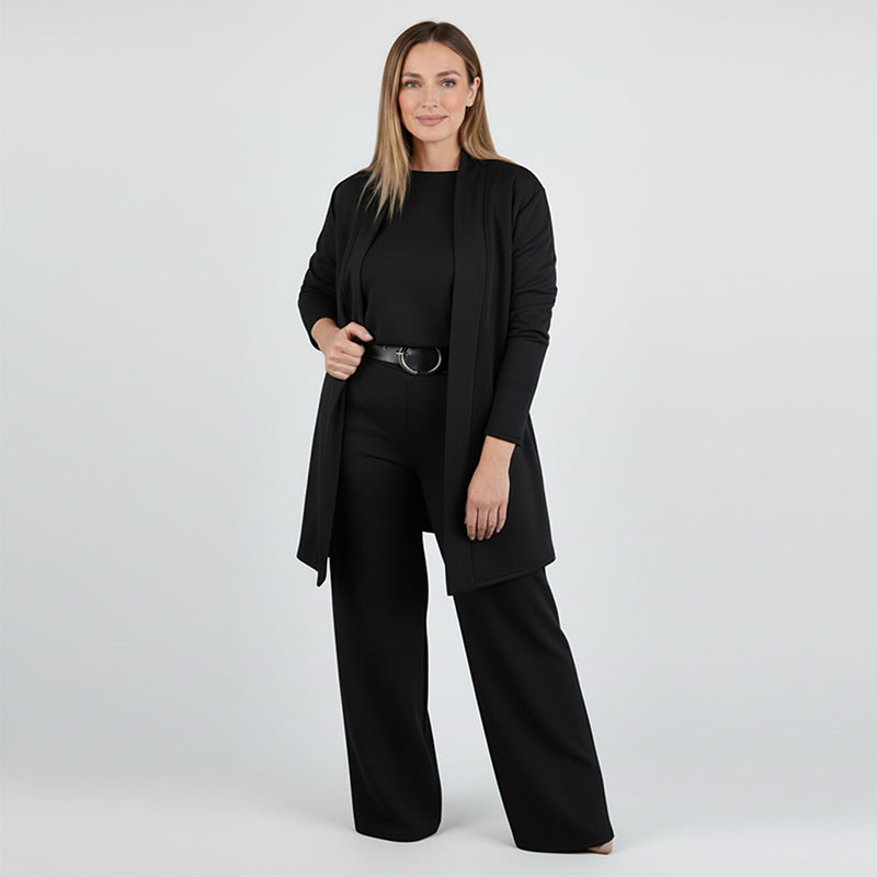 Ensemble Élégant Long Cardigan & Haut & Pantalon 3 Pièces