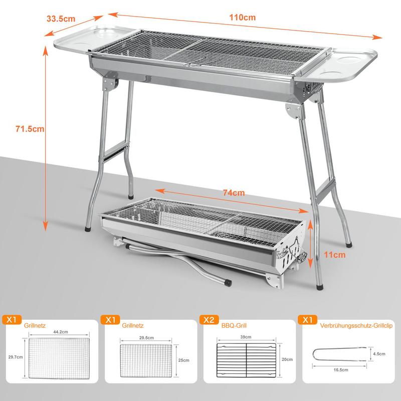 🔥✨ PROMO -50% ! Barbecue Charbon Pliable Acier Inox – Compact, Portable & Parfait pour Camping ou Jardin