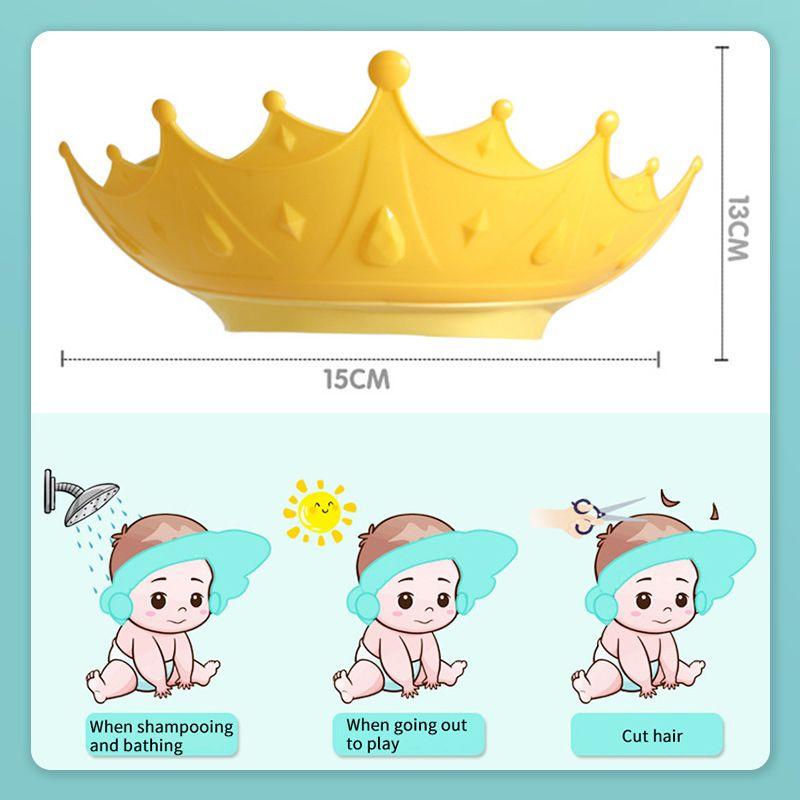 👶🛒 -50% ! 🛁Bonnet de Douche Imperméable pour Bébé – PP + TPE, Ajustable & Couronne Dessin Animé