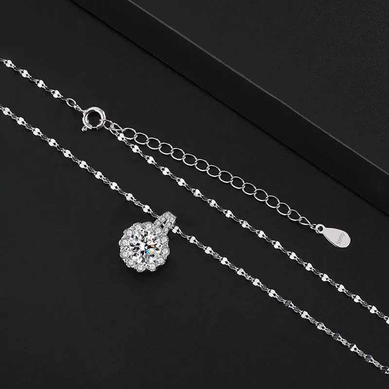 🔥 49% OFF 💕 S925 Sterling Silver Moissanite Sunflower Pendant Necklace