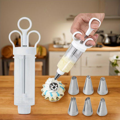 📢📢50% DE RÉDUCTION !! ⏰ Kit Pistolet à Décorer les Gâteaux en Inox – Set Complet avec 18 Embouts & Douilles – Décorez l’Intérieur & l’Extérieur.