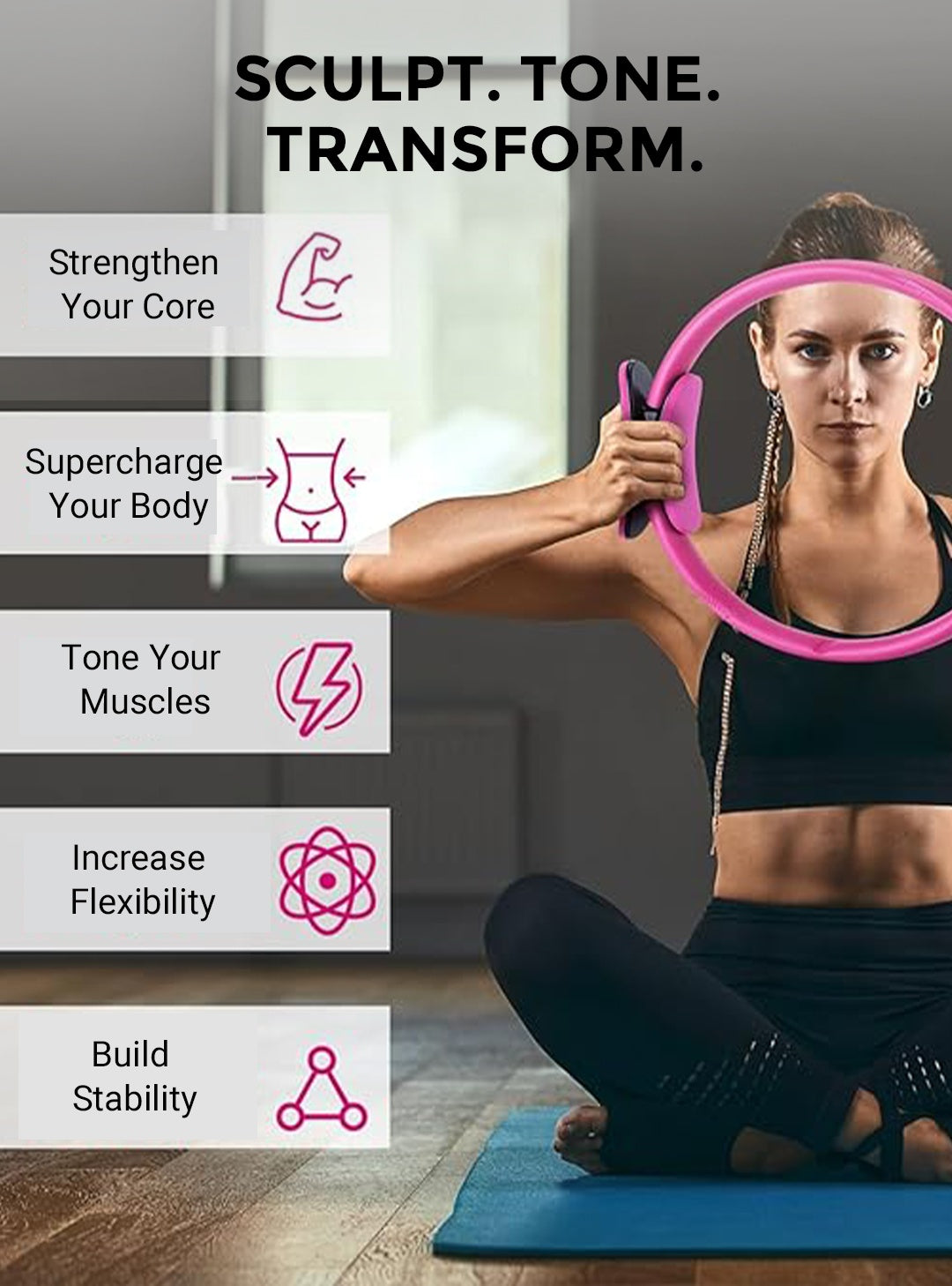 🏆50% de réduction🎉Cercle de Résistance Pilates – Réglable, Multifonction & Léger📦