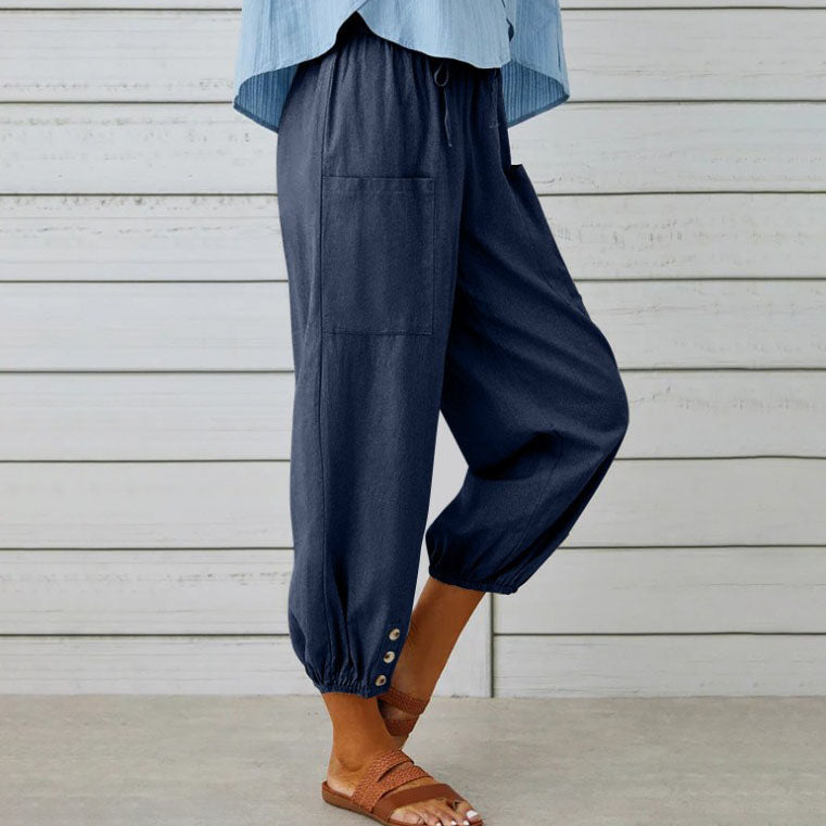 💞Pantalon large à jambes droites pour femme – Coton et lin respirants, coupe flatteuse et poches pratiques 👖