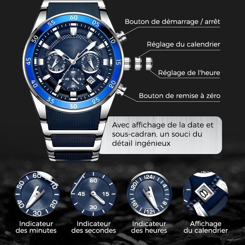 ⌚🔥Montre à Quartz Multifonctionnelle Imperméable pour Hommes
