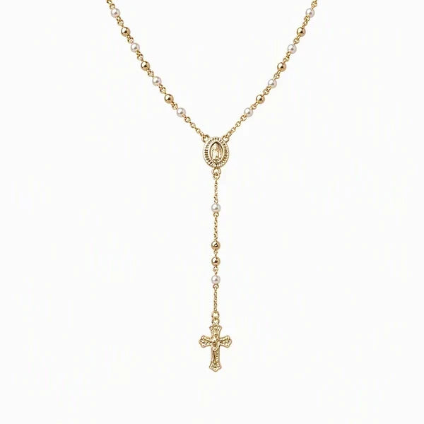 ✝️ PROMO FLASH : 50% DE RÉDUCTION ! Collier Chapelet avec Croix et Perles – Motif Vierge Marie & Finition Dorée for Un Élégant Accessoire Intemporel ✨📿