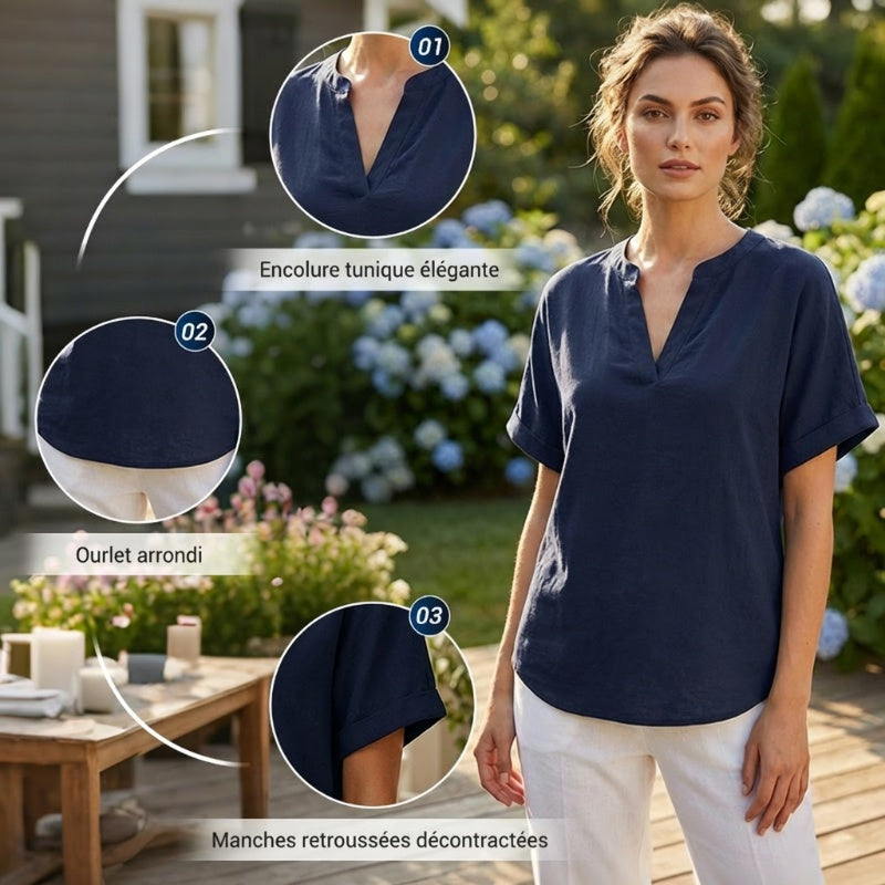 👕 50% DE RÉDUCTION! 🌸 Top Ample Uni à Manches Courtes – Tissu Léger, Coupe Décontractée & Polyvalent ✨