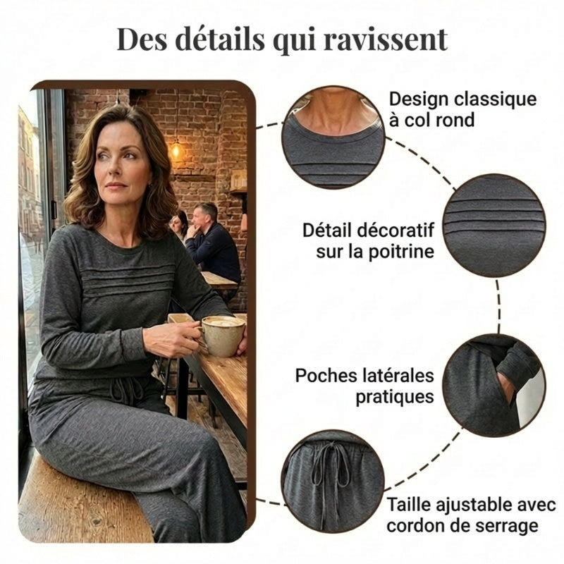 📢📢 50 % de réduction !! ⏰Ensemble Femme Décontracté avec Haut et Pantalon à Cordon de Serrage👕👖